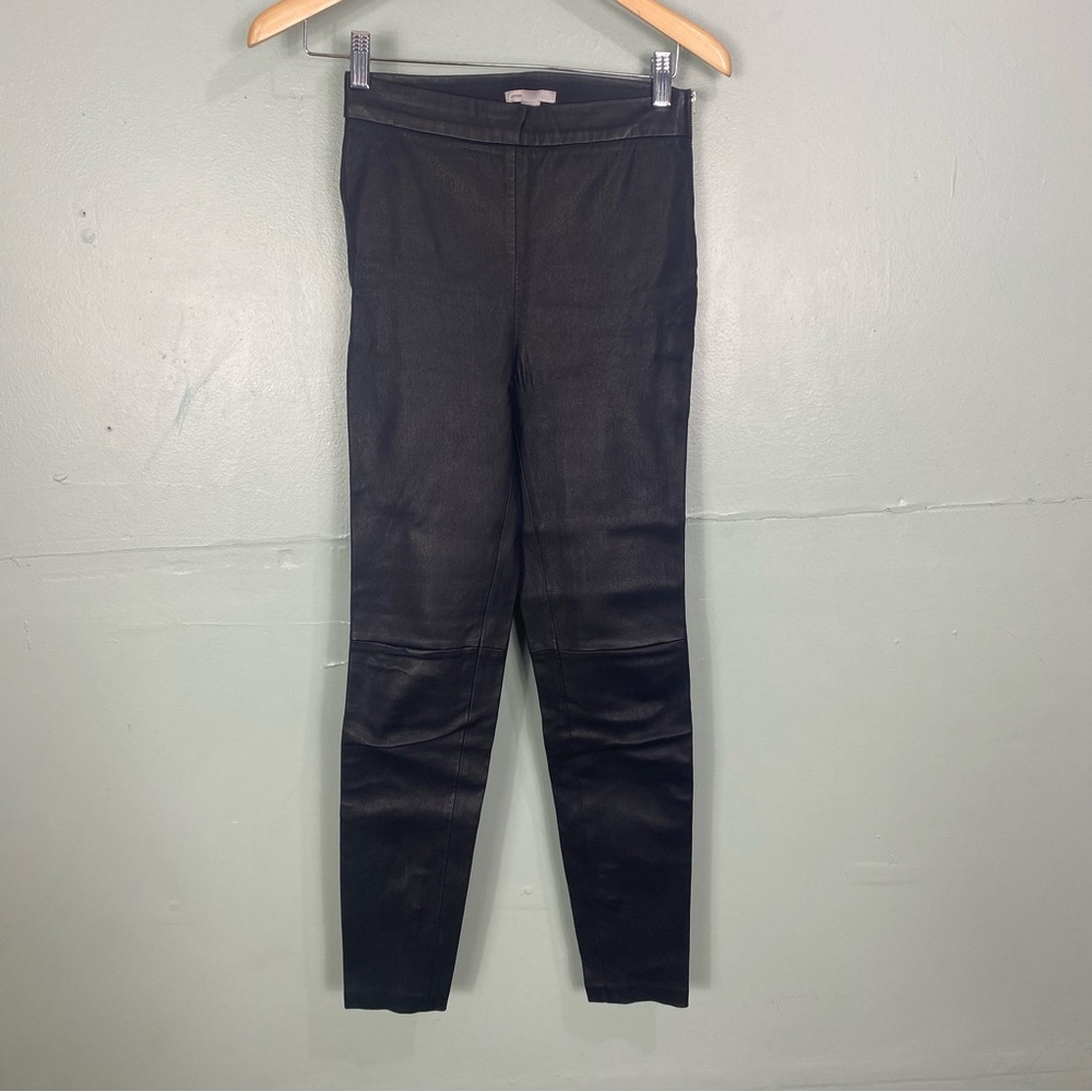 H&M Genuine Leather Leggings Pants Black Sz 4‎